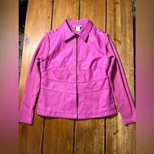 Vintage Y2K  Nygard Collection Vibrant Pink Leather/Sweater Jacket